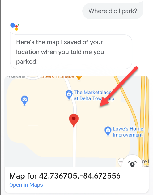 Google Asistan ile arabanın park yerini bulma
