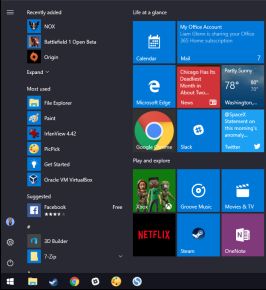 Windows 10 Başlat menüsünde uygulama listesi gizleme