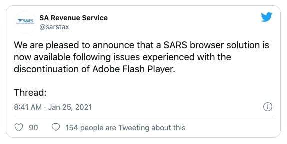 Güney Afrika, Flash kullanmaya devam etmek için web tarayıcısı geliştirdi