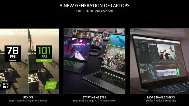 Nvidia, düşük fiyatlı oyun dizüstü bilgisayarları için yeni RTX 3050'yi duyurdu