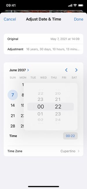iOS 15 Fotoğraflar'da bir fotoğrafın veya videonun tarihi, saati ve konumunu ayarlama