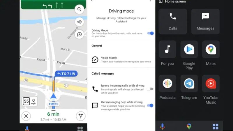 Bu, Google Asistan ile Google Haritalar'ın yeni sürüş modudur