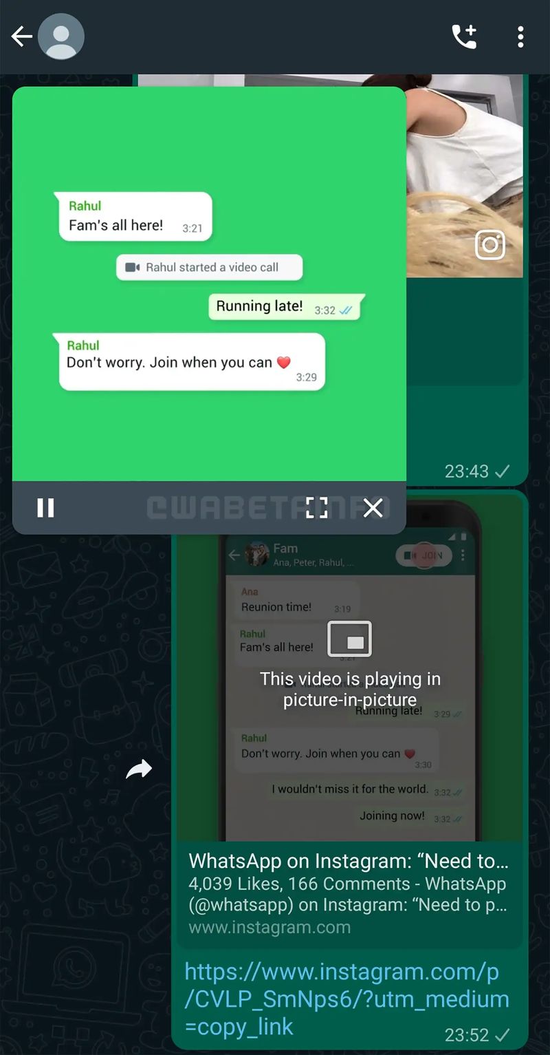 WhatsApp, videolar için PIP modunu iyileştiriyor
