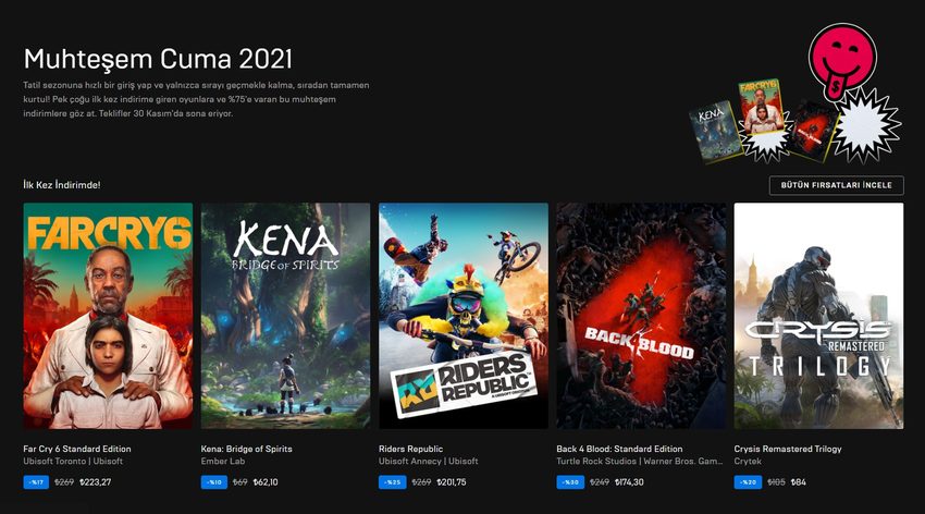 Epic Games Muhteşem Cuma indirimleri %95'e varan fırsatlar sunuyor