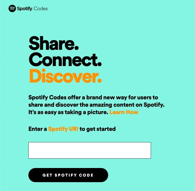 Spotify kodu oluşturma