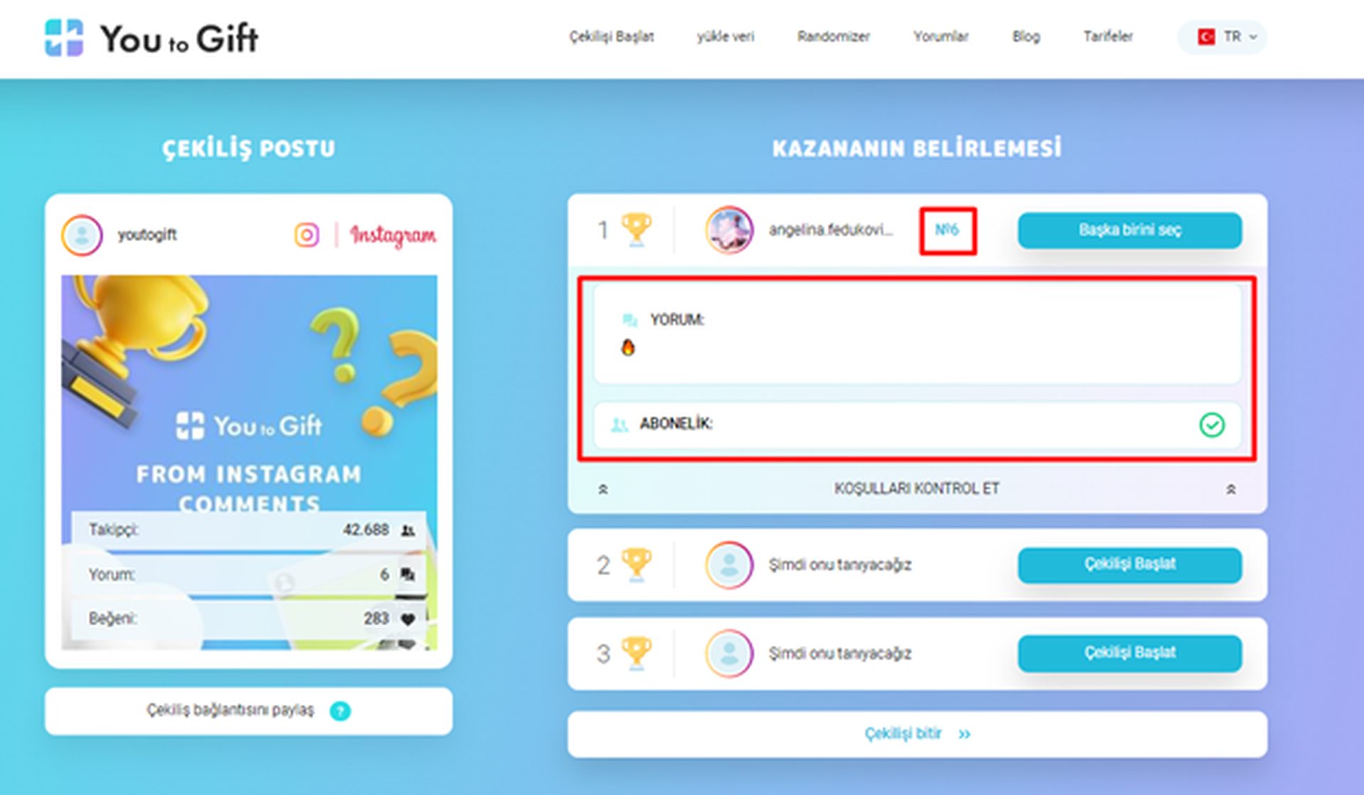 İnceleme: You to Gift ile Instagram çekilişi nasıl yapılır?