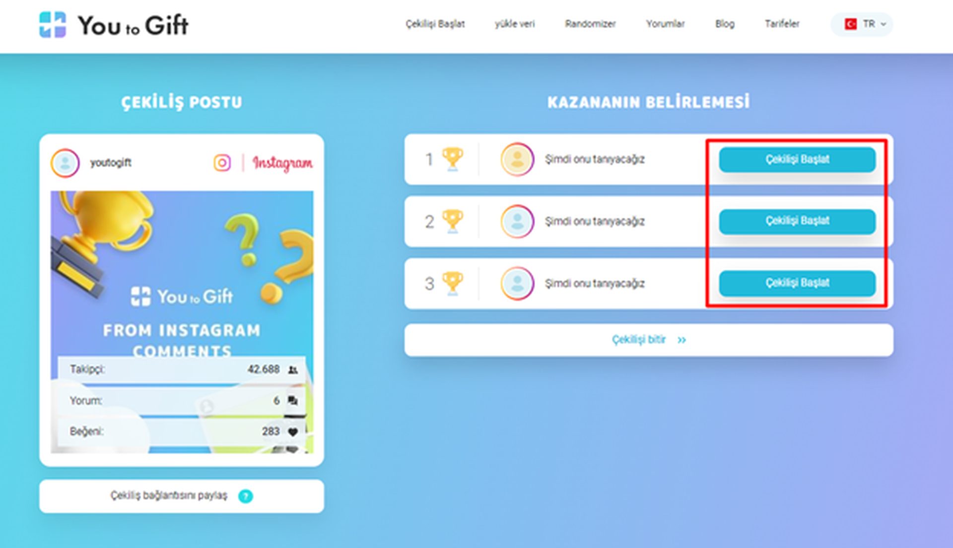 İnceleme: You to Gift ile Instagram çekilişi nasıl yapılır?