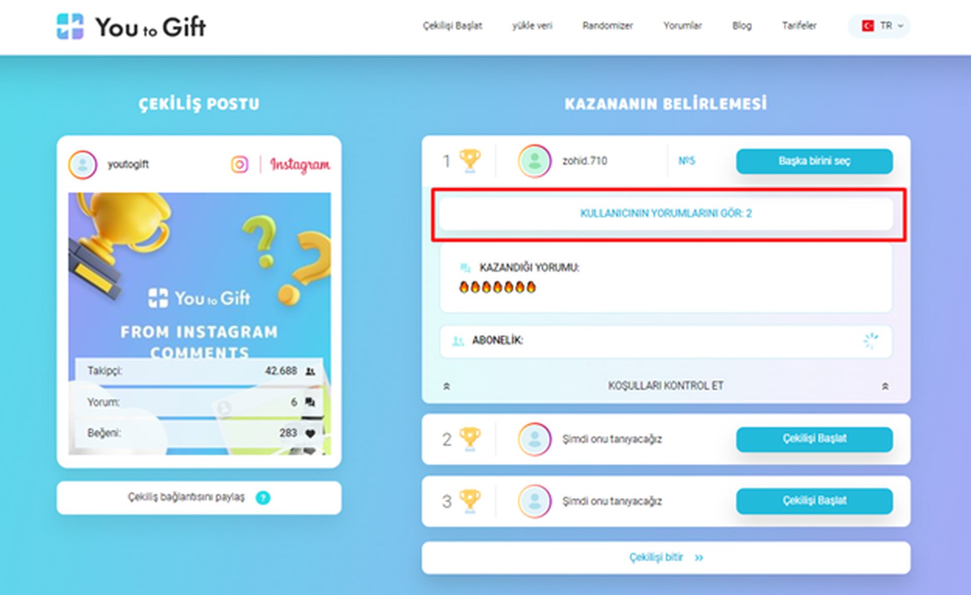 İnceleme: You to Gift ile Instagram çekilişi nasıl yapılır?