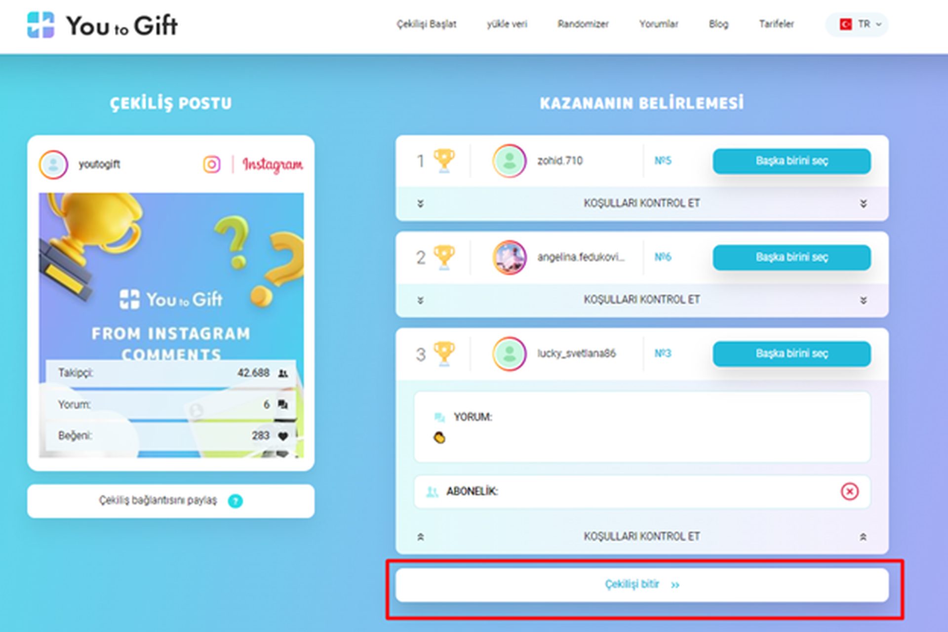 İnceleme: You to Gift ile Instagram çekilişi nasıl yapılır?