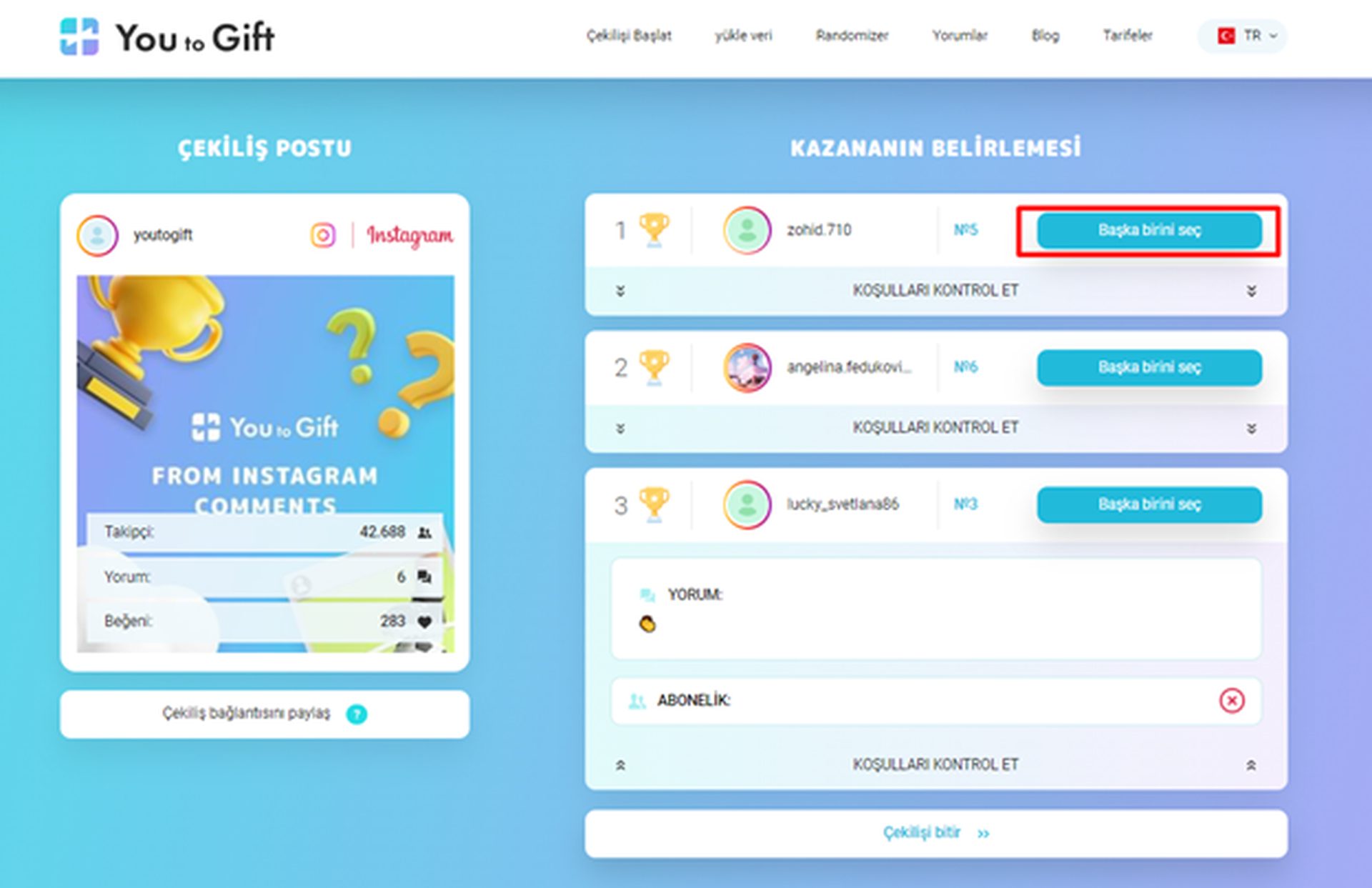 İnceleme: You to Gift ile Instagram çekilişi nasıl yapılır?