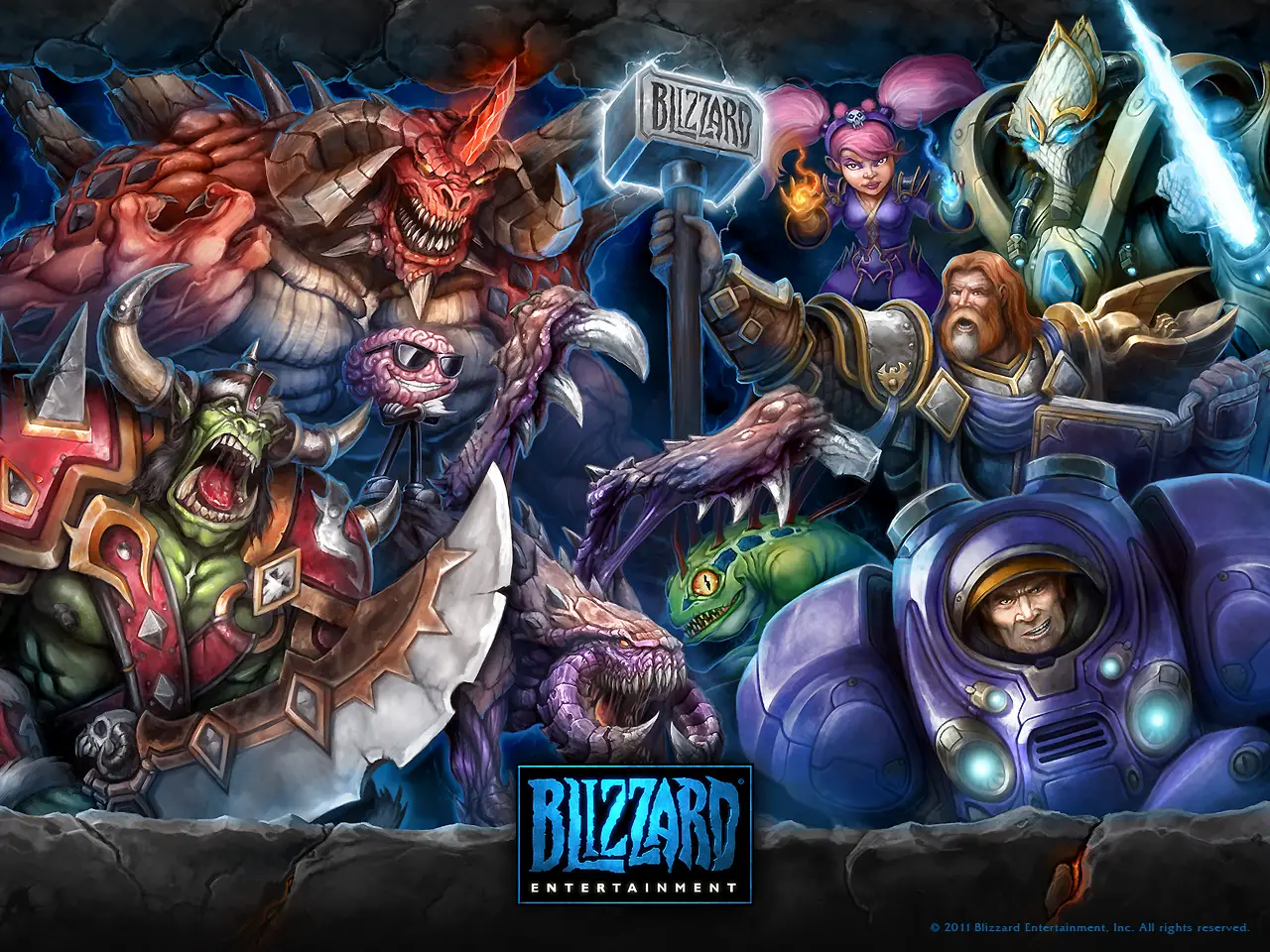 Blizzard oyunlarından bazı harika karakterler içeren Blizzard Entertainment duvar kağıdı