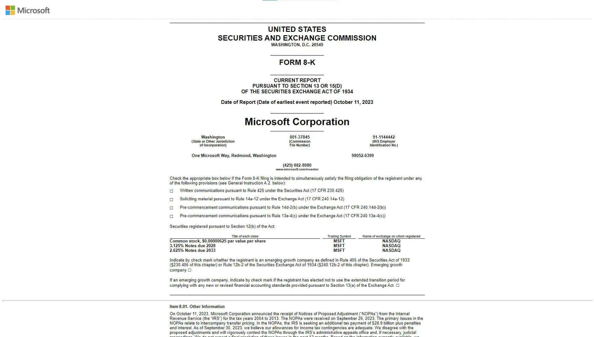 Microsoft'a 29 milyar dolarlık vergi faturası