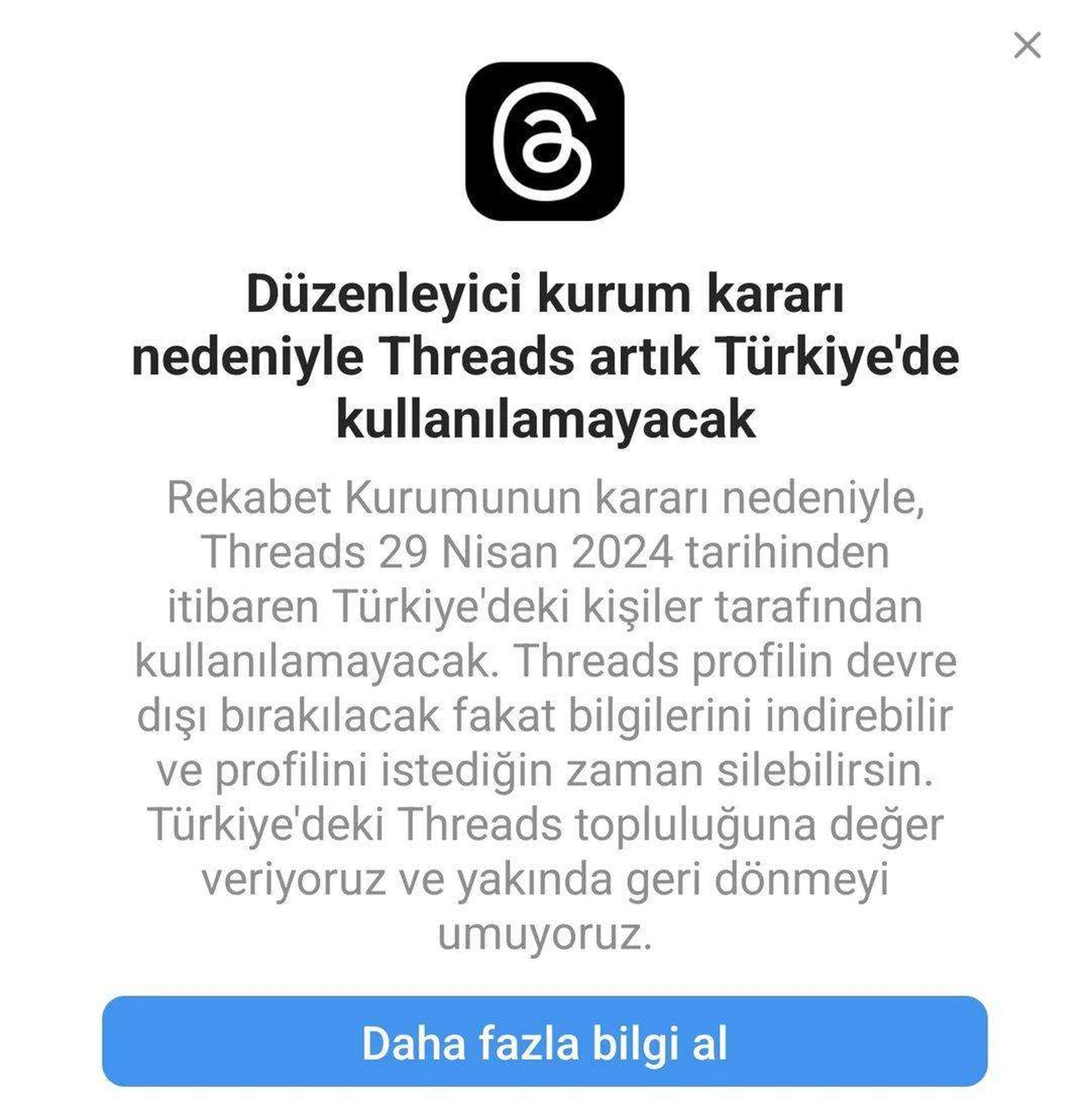 Threads Türkiye'de kapanıyor