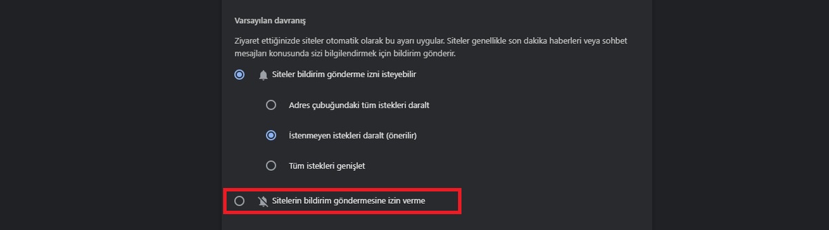 Google Chrome bildirim kapatma rehberi