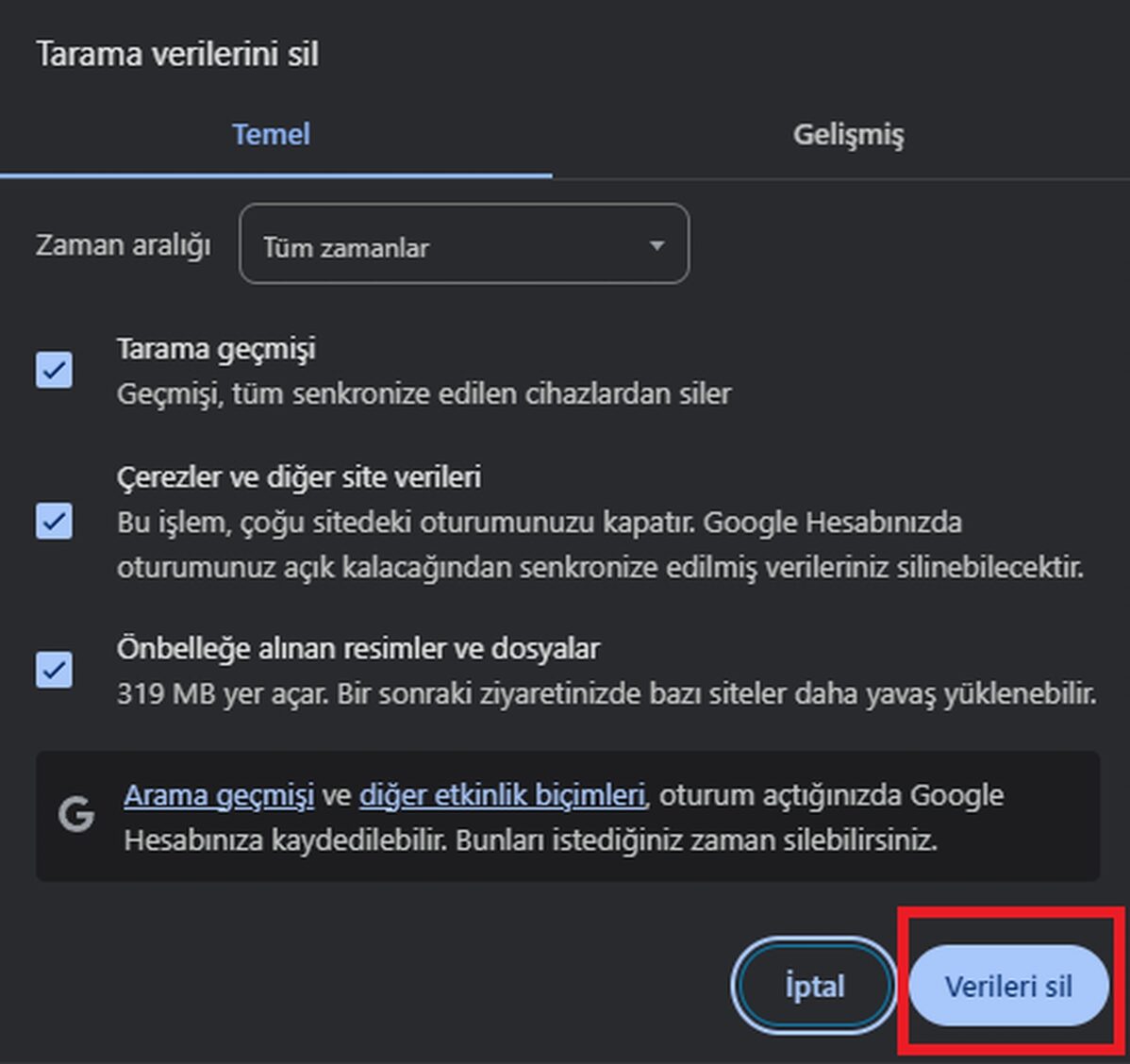 Tarayıcı önbelleği nasıl temizlenir?