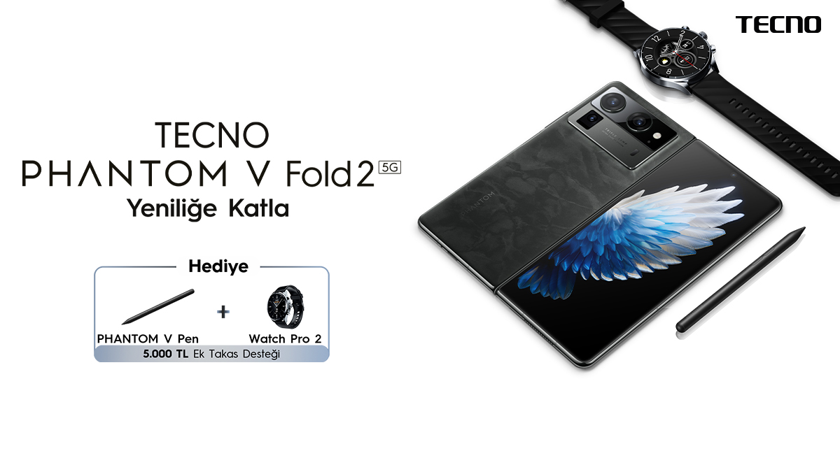 TECNO’nun yeni katlanabilir telefonu PHANTOM V Fold2 5G Türkiye’de