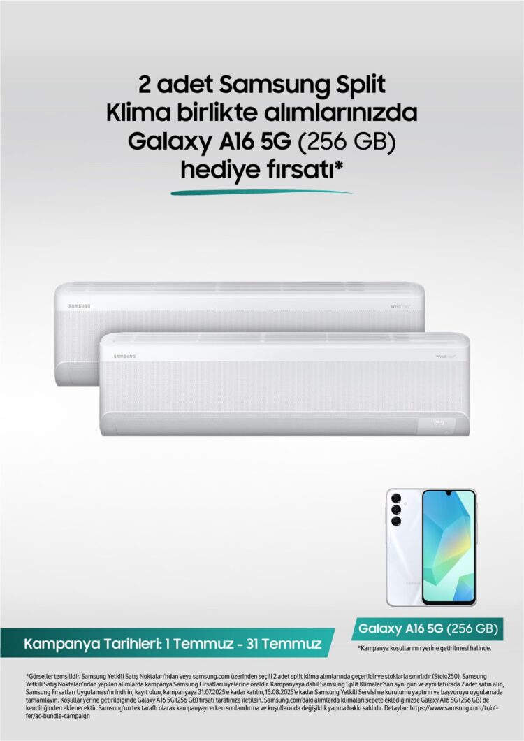 İki Samsung klima alana Galaxy A16 5G hediye