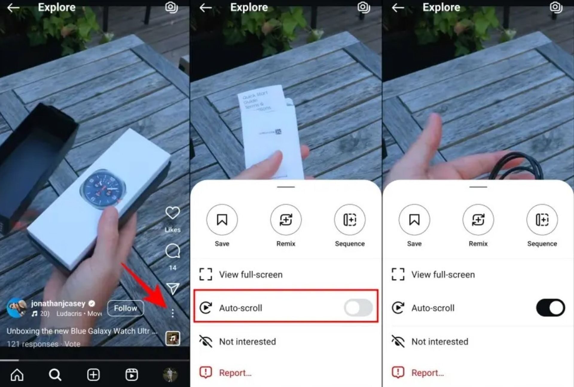 instagram otomatik reels kaydirma ozelligi