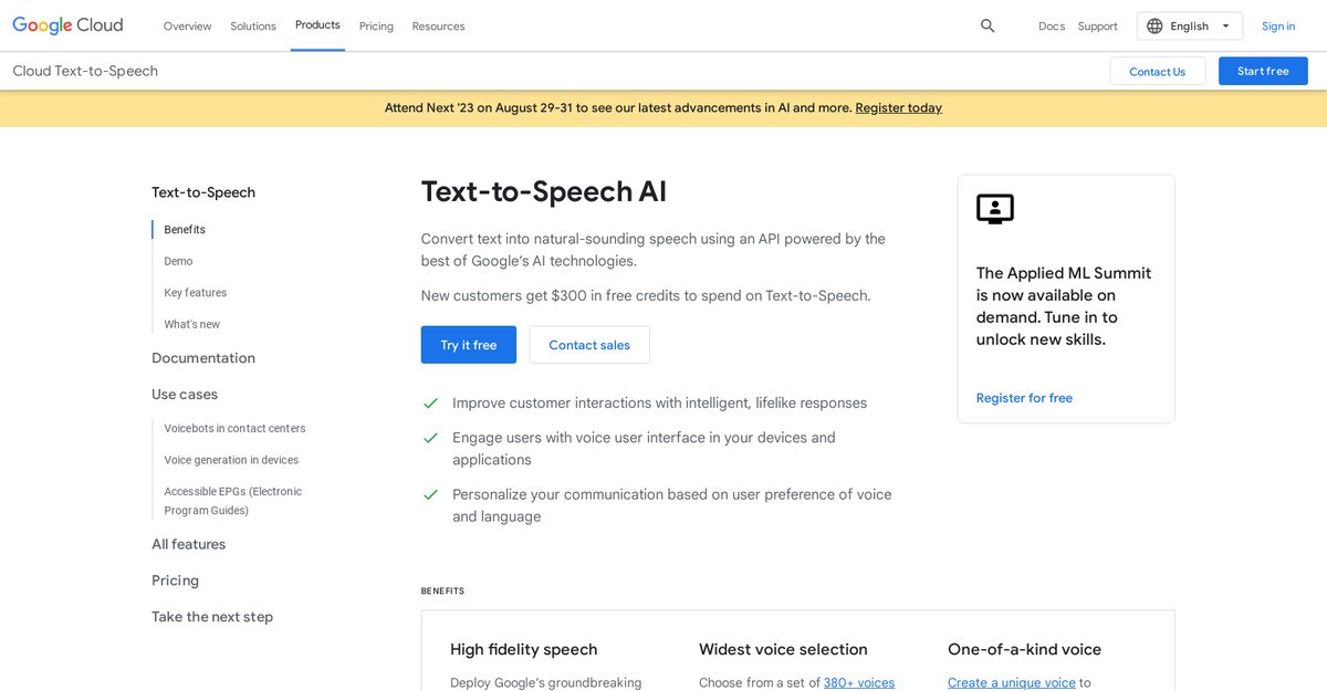 google text speech online