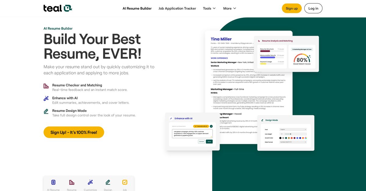 teal - resume builder