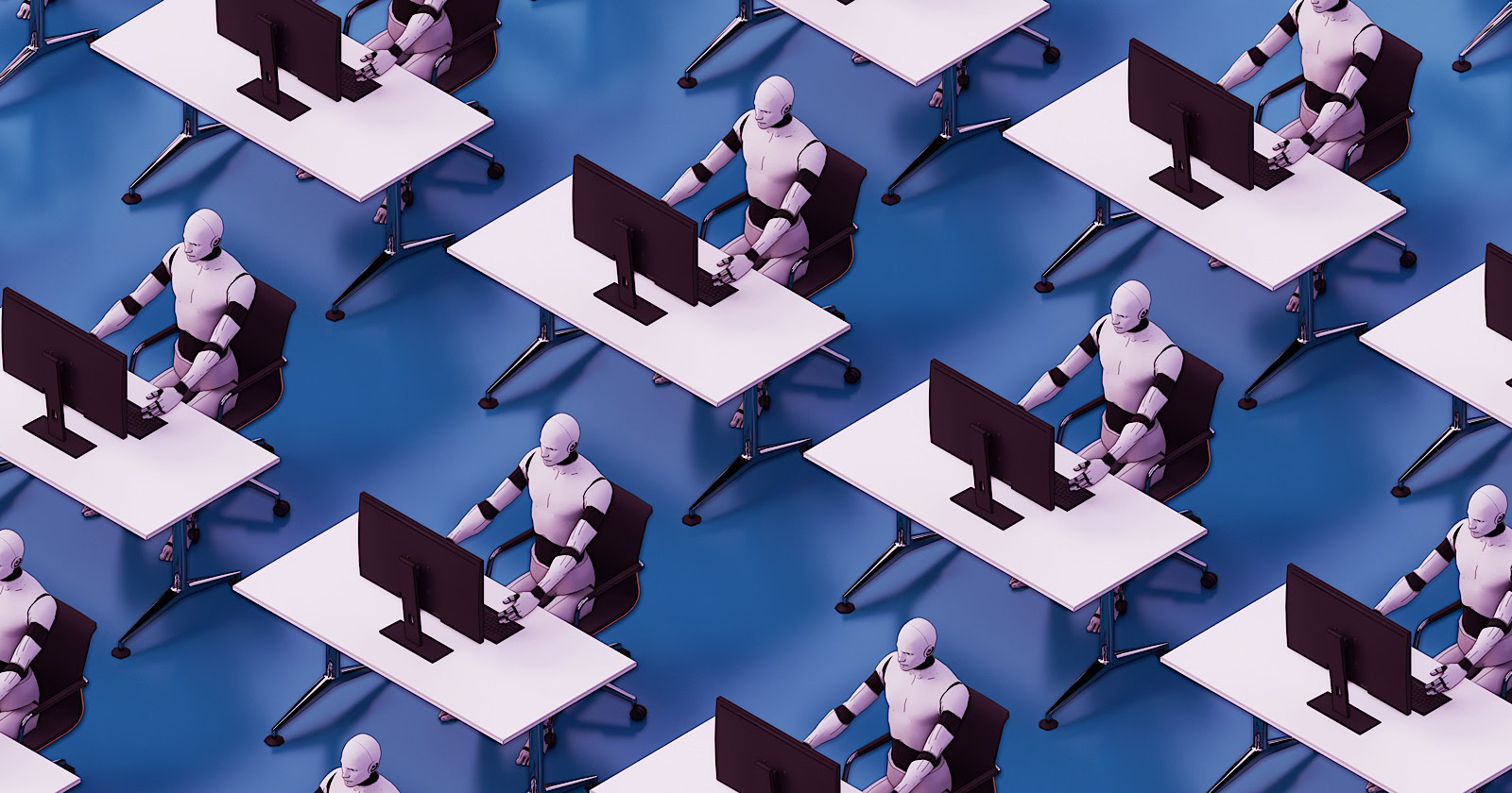 A,Lot,Of,Ai,Humanoids,Sitting,On,A,Chair,And