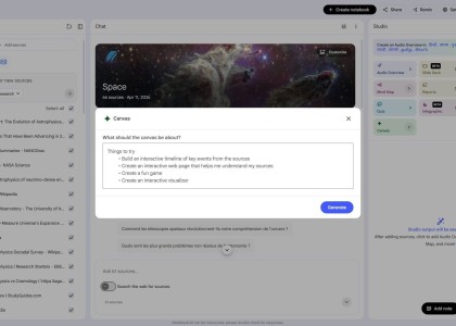 Google, NotebookLM uygulamasında Canvas özelliğini test ediyor