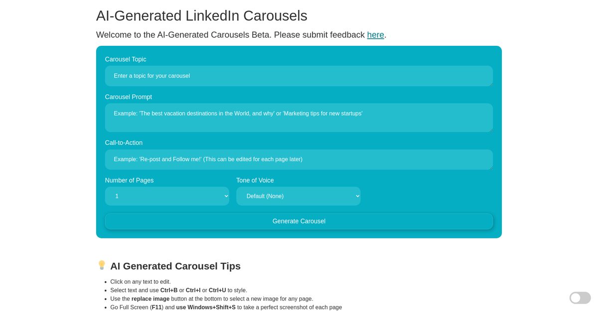 linkedin carousel generator