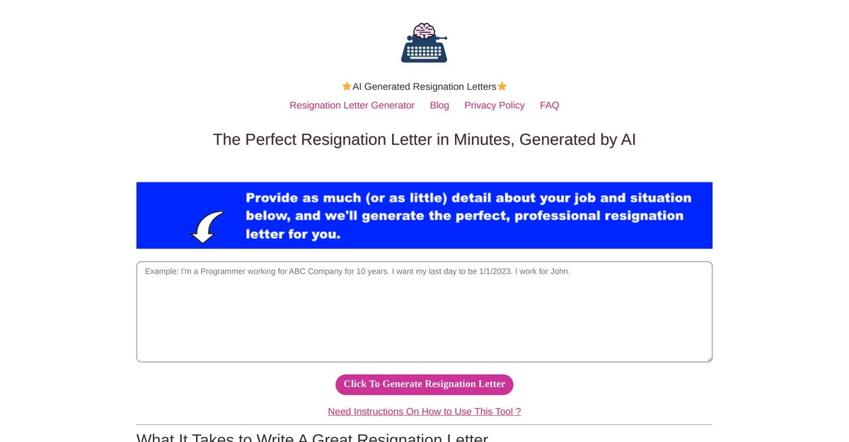 ai generated resignation letter