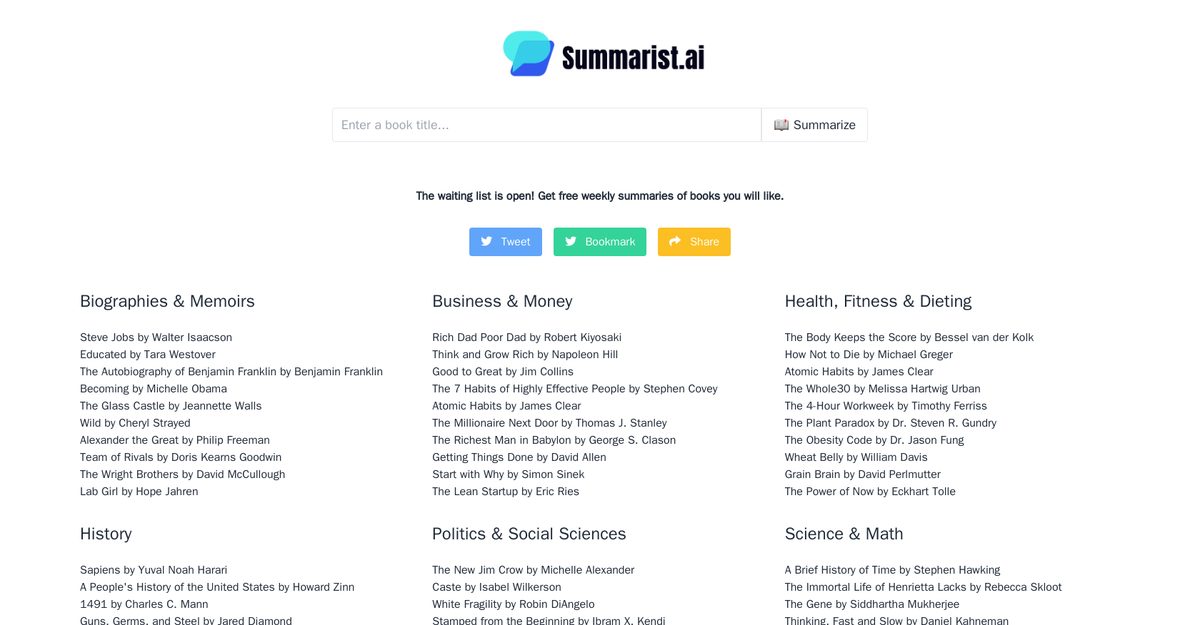 ai that summarizes books