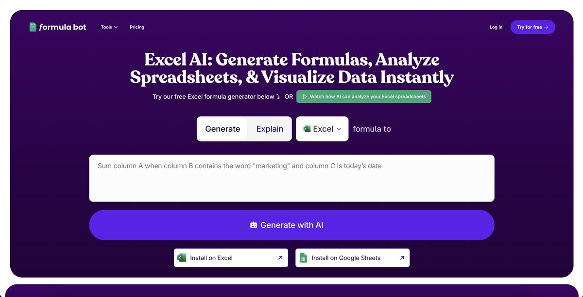 free ai excel formula generator