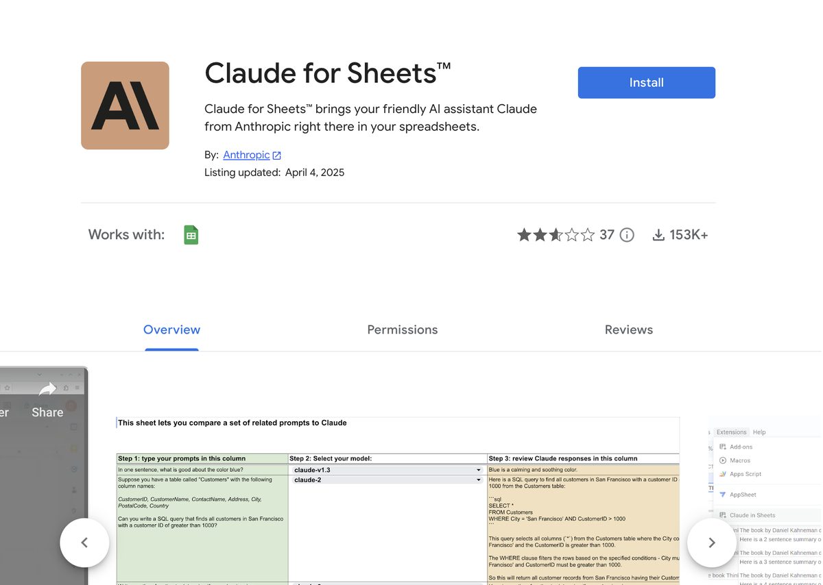 claude for sheets
