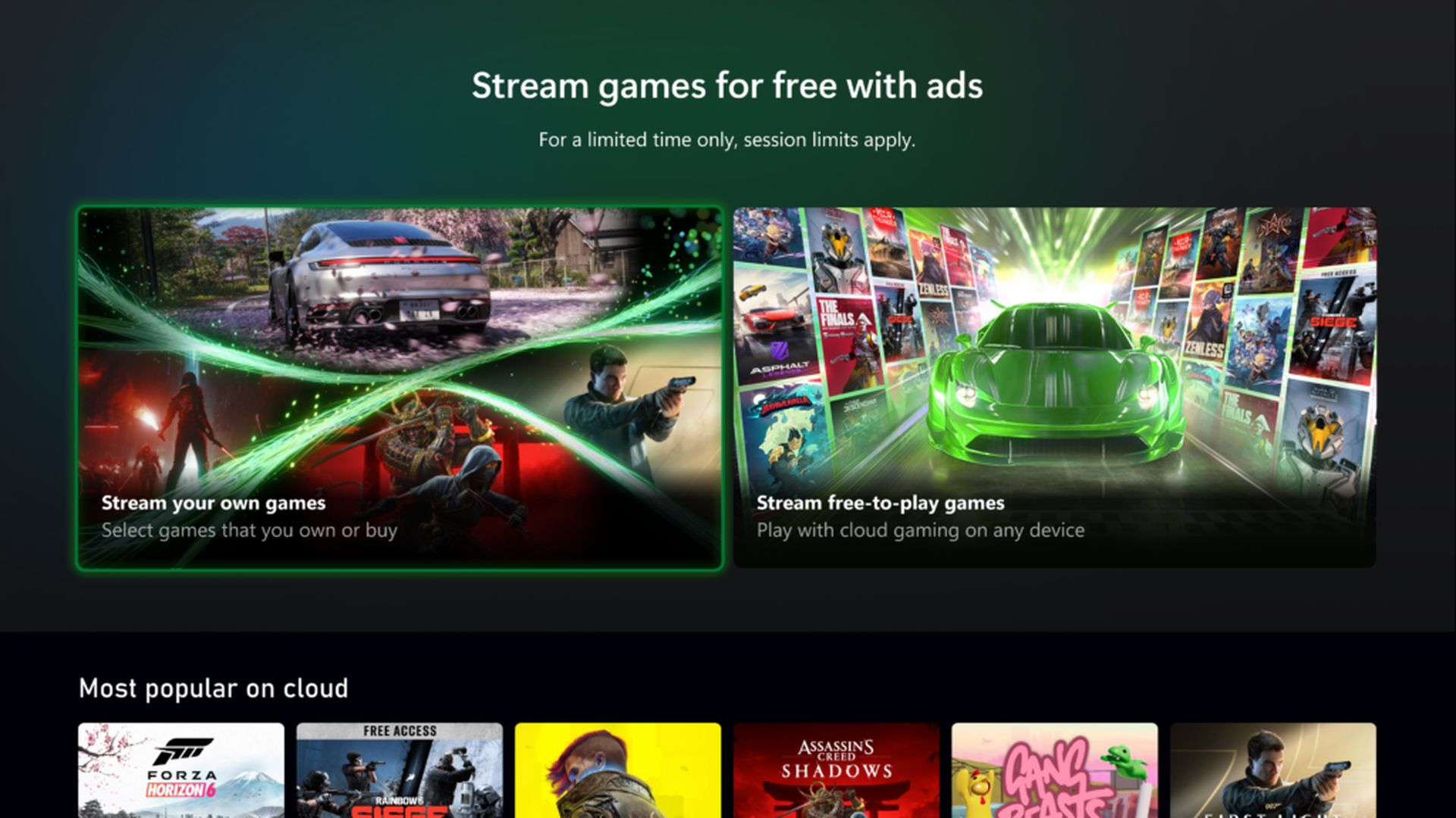 Xbox, reklamlı ücretsiz bulut oyun hizmetini test ediyor